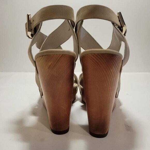JOIE Taupe Cecilia 4.5" Wedge Sandals Women's Size 7 Buckle Closure - Picture 6 of 12